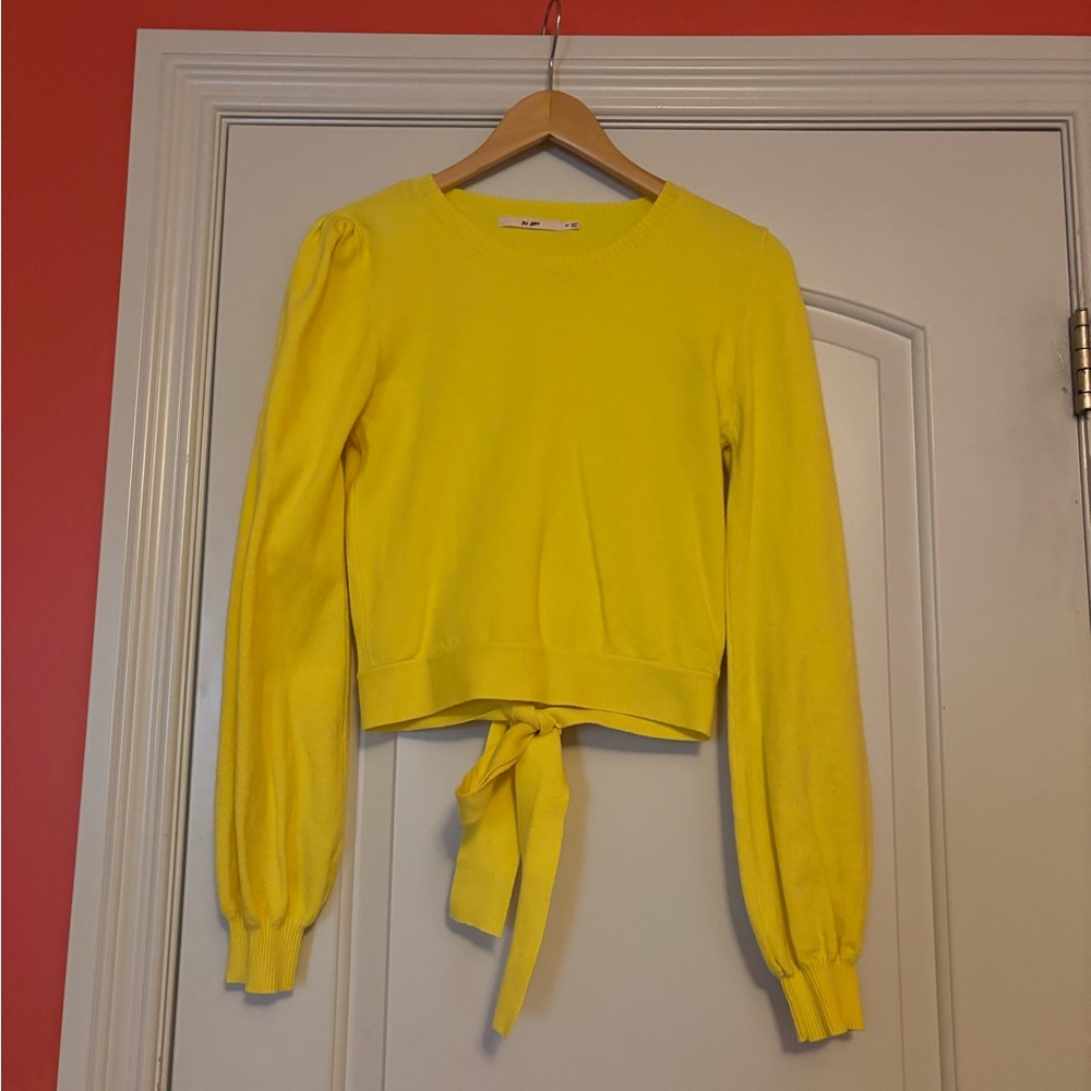 MIAMI Bright Yellow Tie in the Back Sweater. Womens Medium.